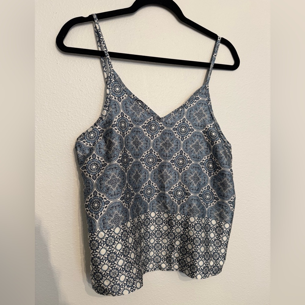 Como Sleep Blue Silky boho Tank Flowy Small